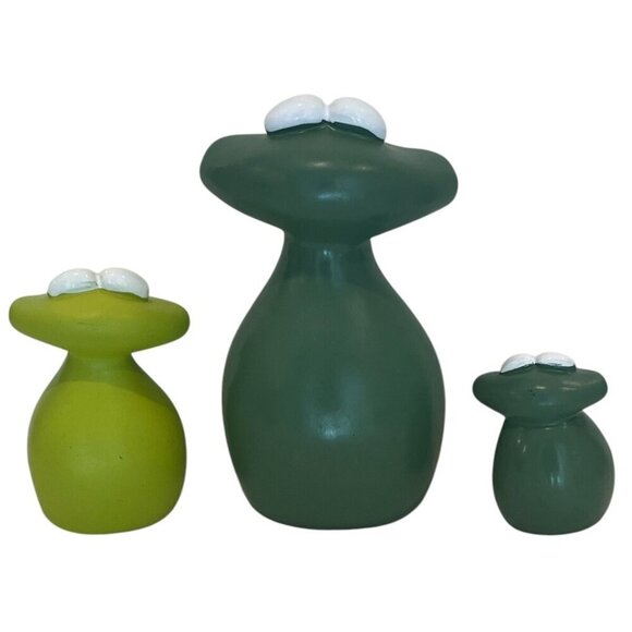New Big Mouth Frog Family Waterproof Resin Decoration Statue Figurine - Set of 3 - Picture 9 of 12